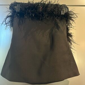 Black Feather Trim Top